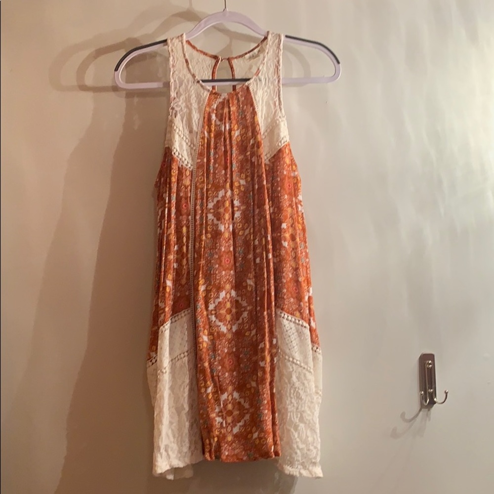 Orange lace and flower dress